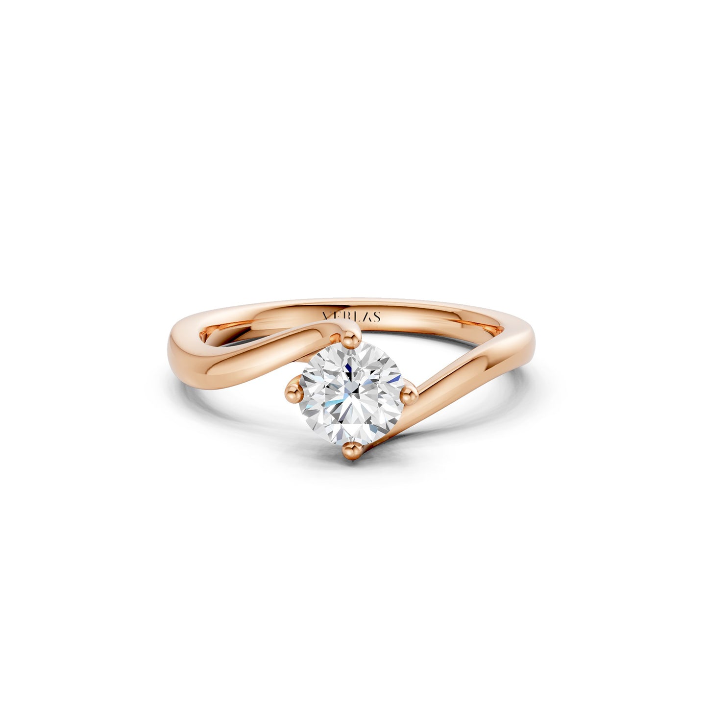 Four Prong Solitaire Twisted Band Ring