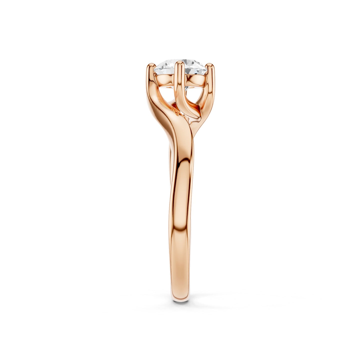 Four Prong Solitaire Twisted Band Ring