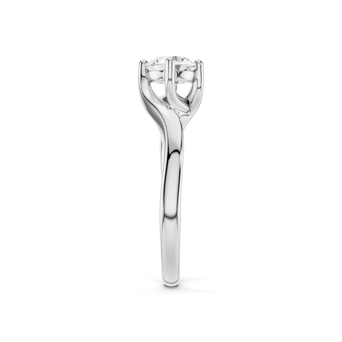 Four Prong Solitaire Twisted Band Ring