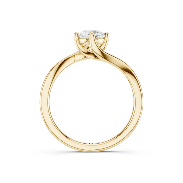 Four Prong Solitaire Twisted Band Ring