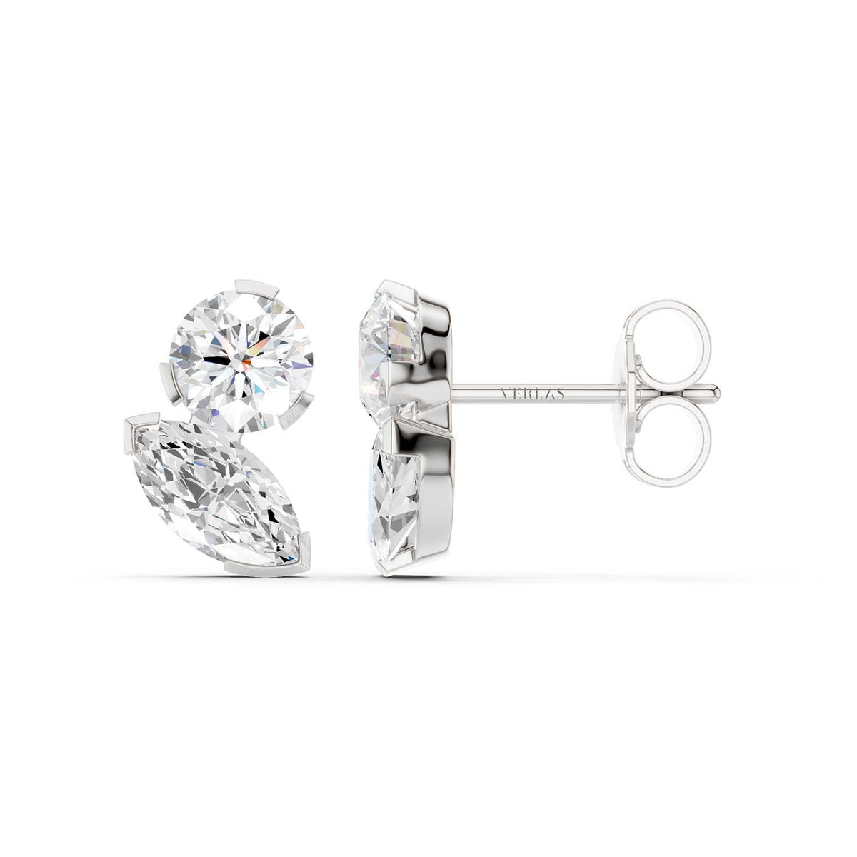 Round Marquise Toi-et-Moi Studs