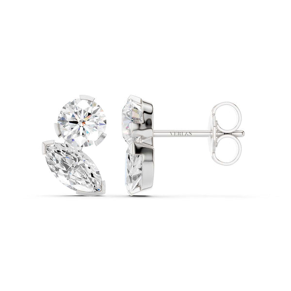 Round Marquise Toi-et-Moi Studs