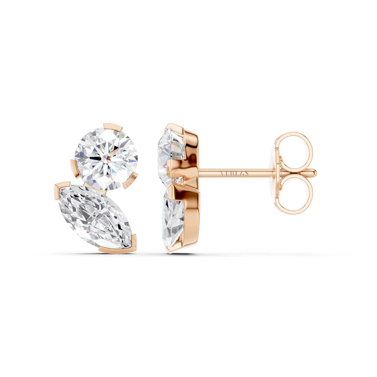 Round Marquise Toi-et-Moi Studs