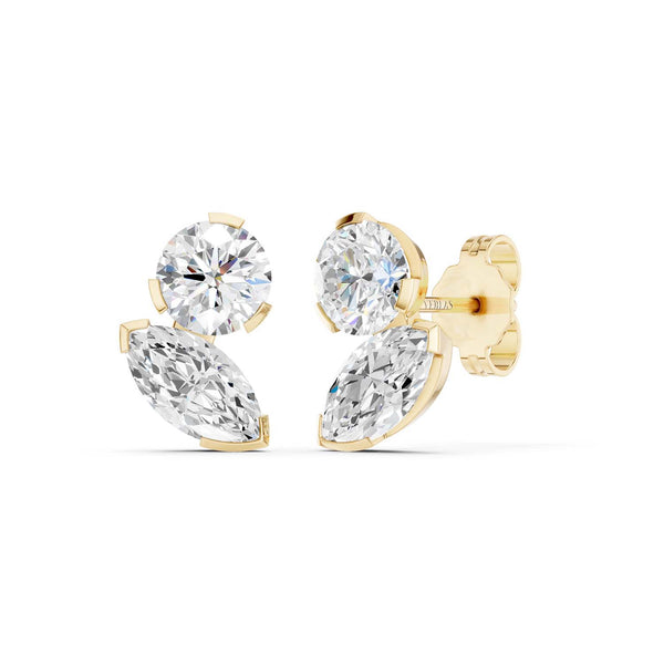 Round Marquise Toi-et-Moi Studs