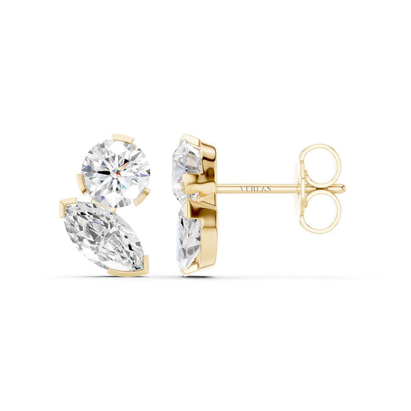 Round Marquise Toi-et-Moi Studs