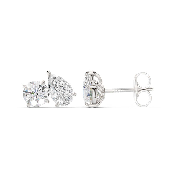 Round Pear Toi-et-Moi Studs