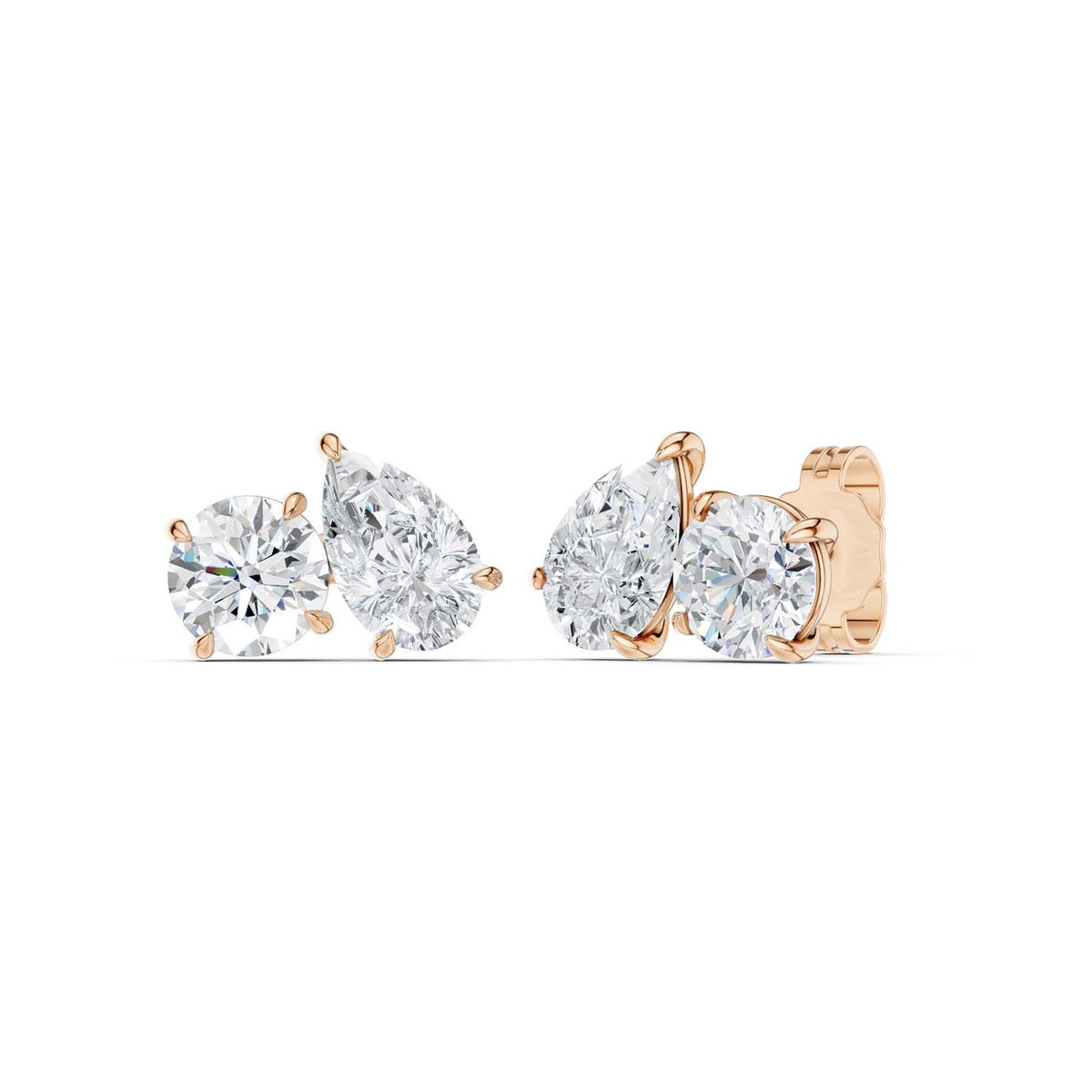 Round Pear Toi-et-Moi Studs