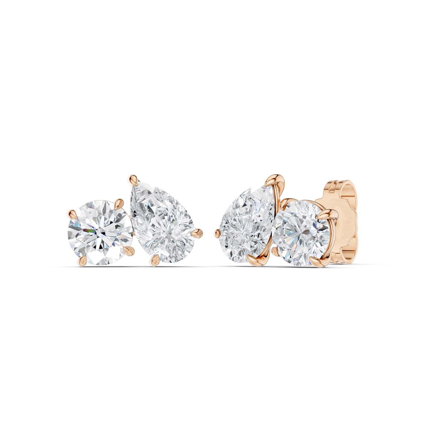 Round Pear Toi-et-Moi Studs