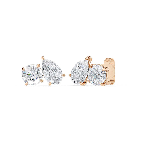 Round Pear Toi-et-Moi Studs
