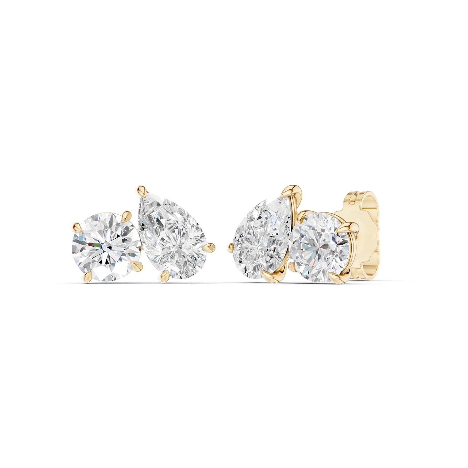Round Pear Toi-et-Moi Studs