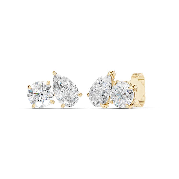 Round Pear Toi-et-Moi Studs