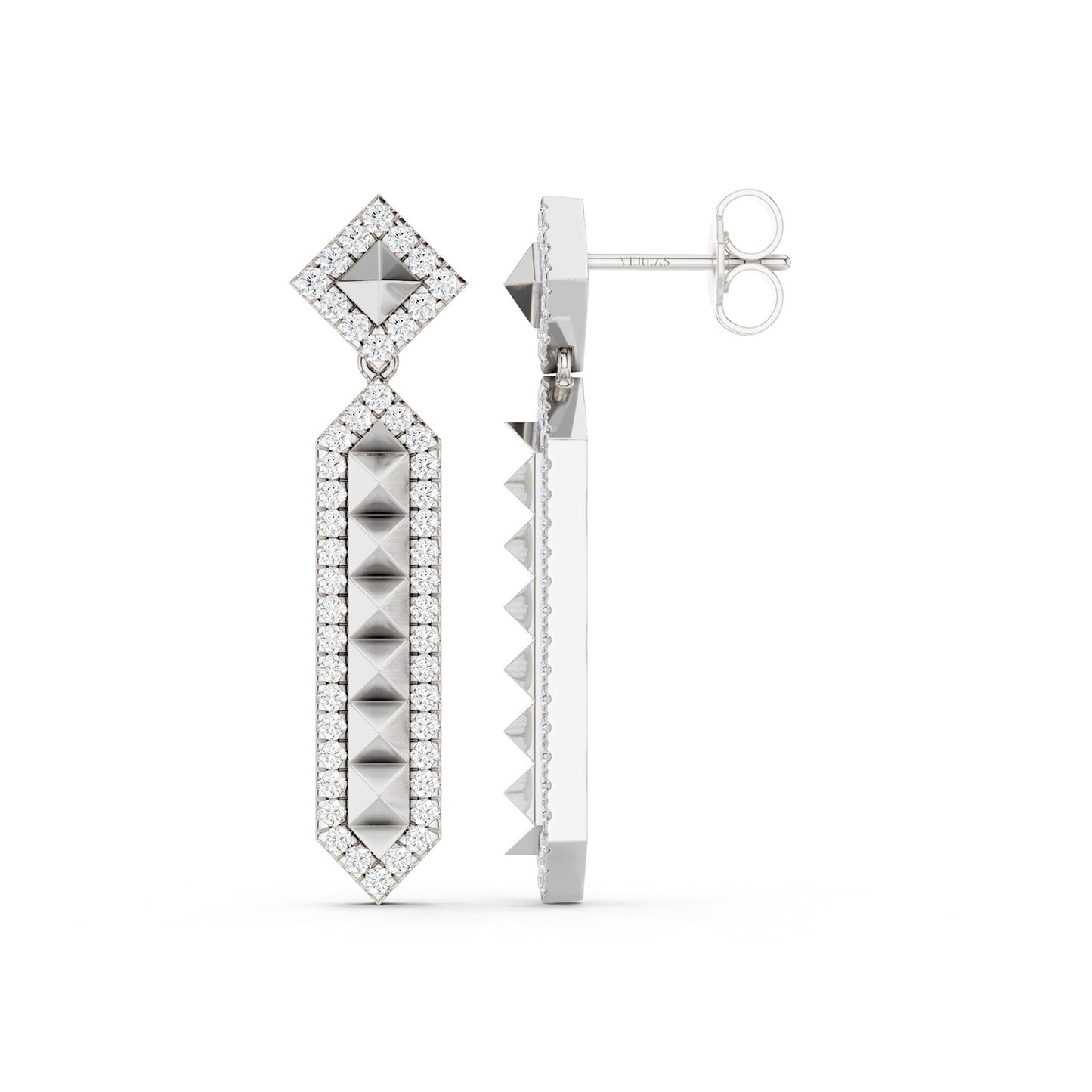 Zenyth Cascading Pyramid Drop Diamond Earrings