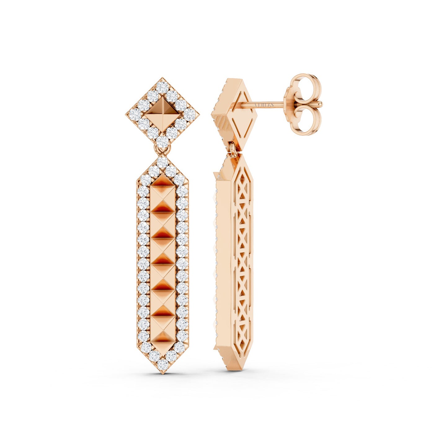 Zenyth Cascading Pyramid Drop Diamond Earrings