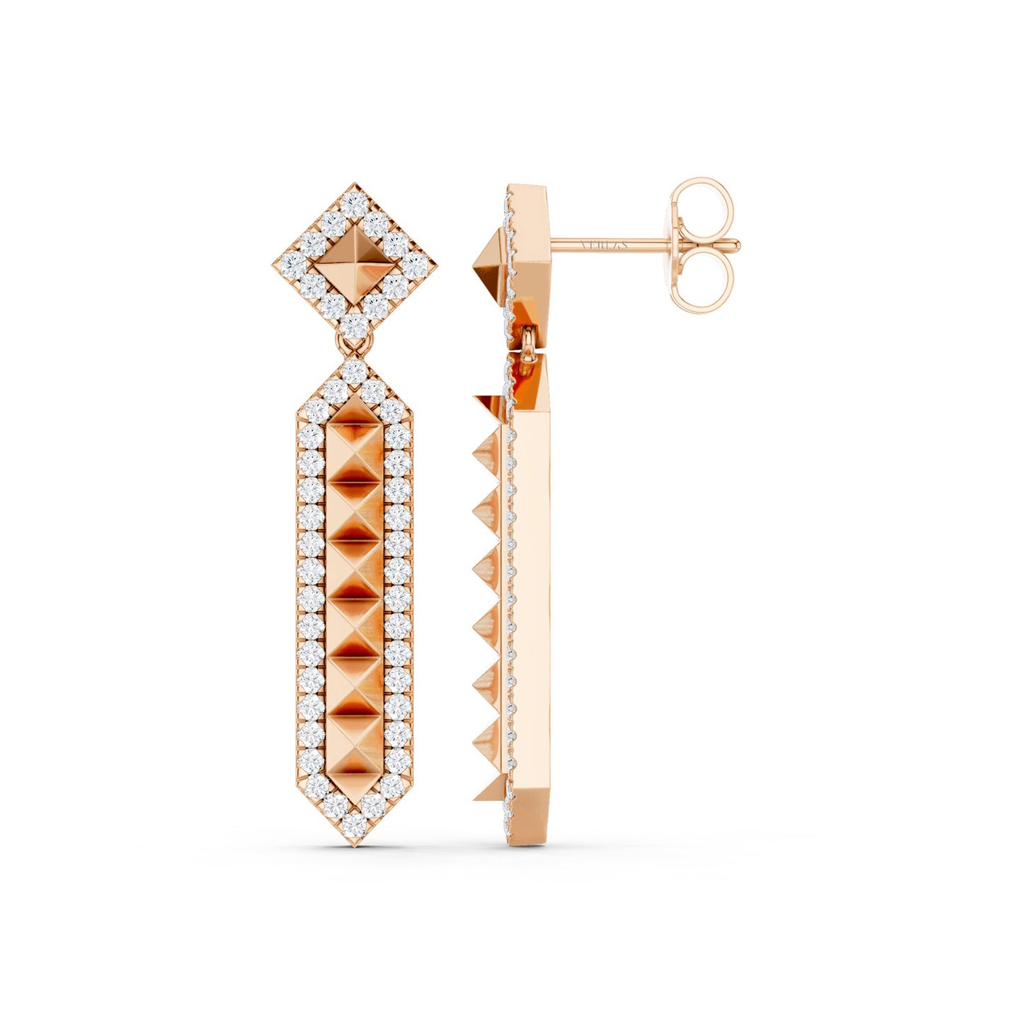 Zenyth Cascading Pyramid Drop Diamond Earrings