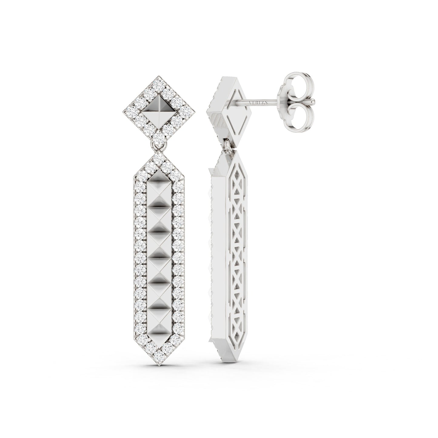 Zenyth Cascading Pyramid Drop Diamond Earrings
