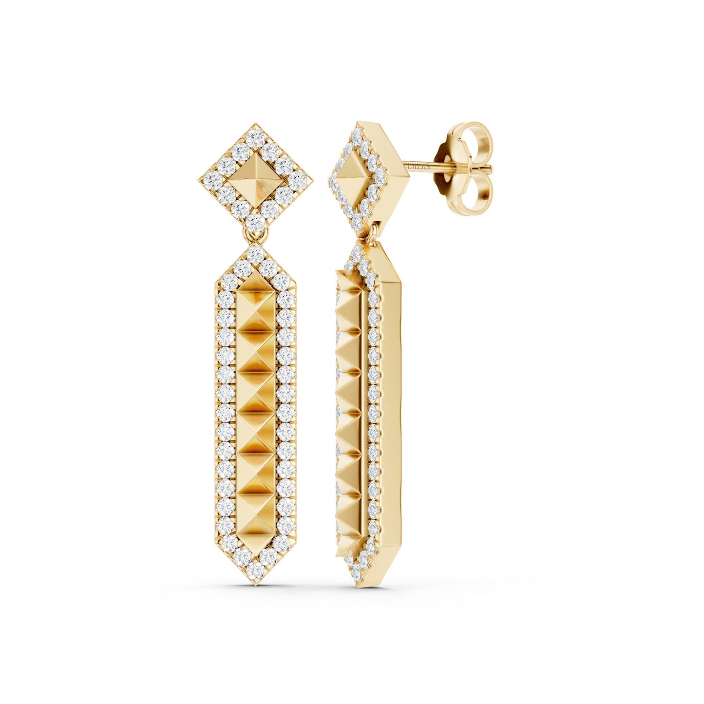 Zenyth Cascading Pyramid Drop Diamond Earrings