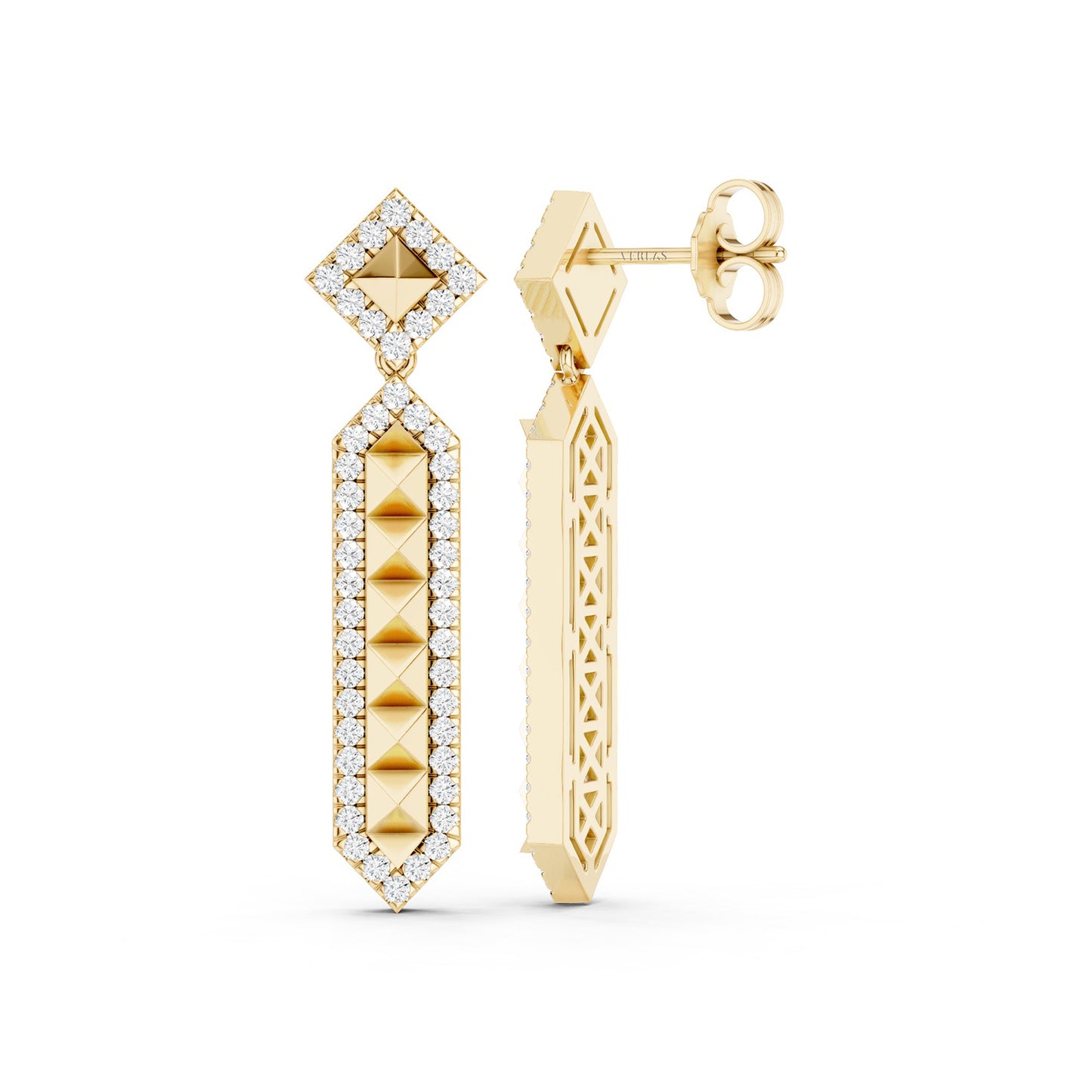 Zenyth Cascading Pyramid Drop Diamond Earrings