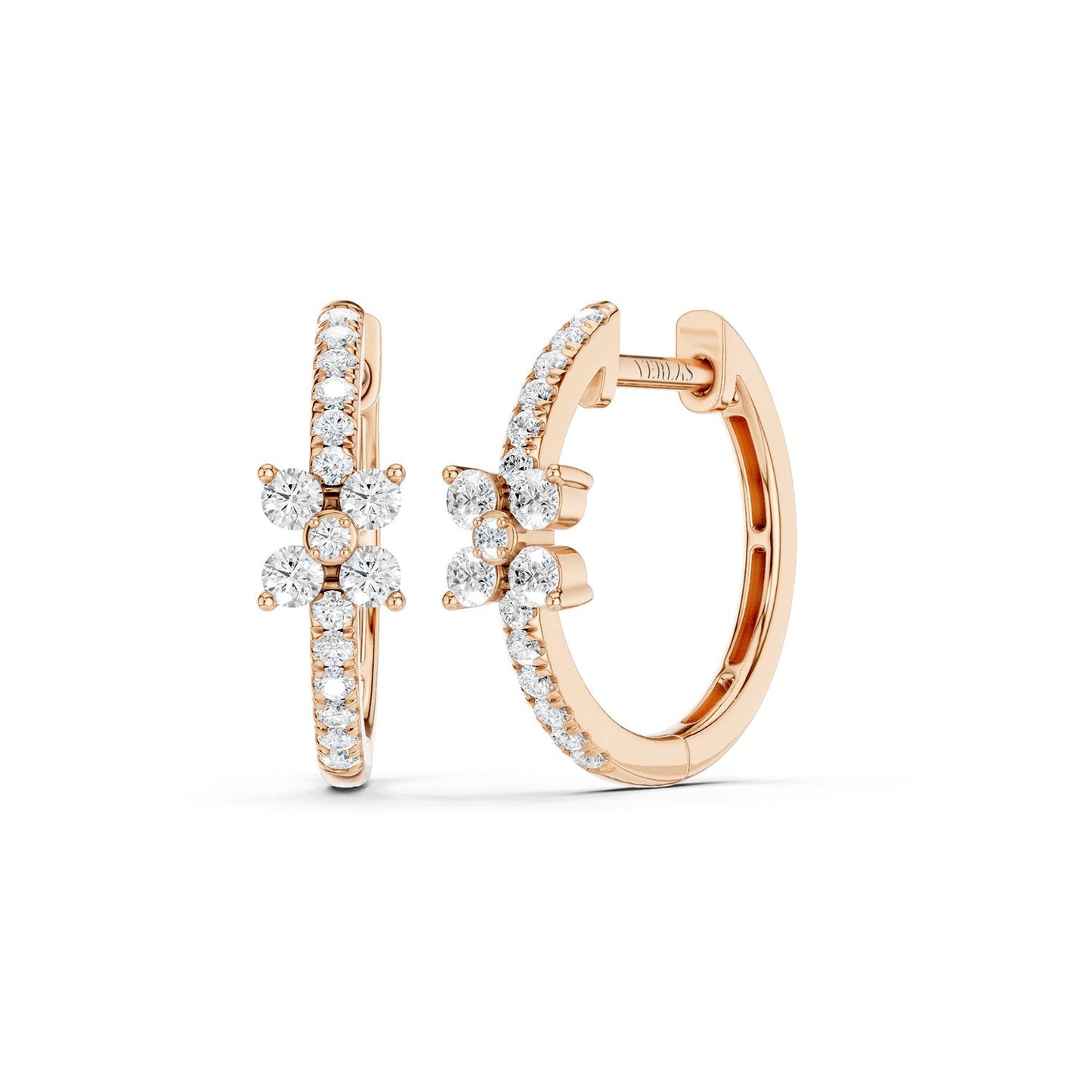 Alyssa Empowered Floral Diamond Hoops
