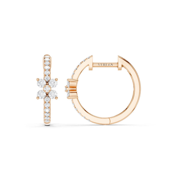 Alyssa Empowered Floral Diamond Hoops