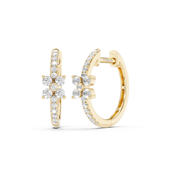 Alyssa Empowered Floral Diamond Hoops