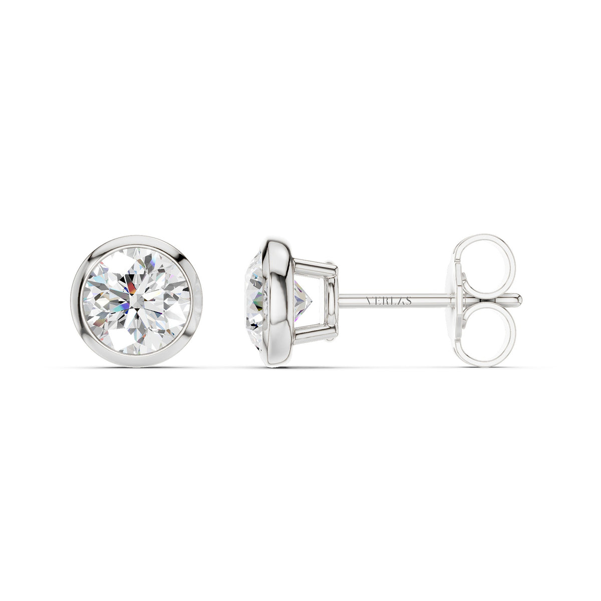 Round-Cut Solitaire Bezel-Set Studs