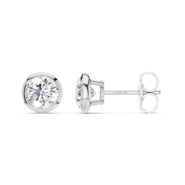 Round-Cut Solitaire Bezel-Set Studs