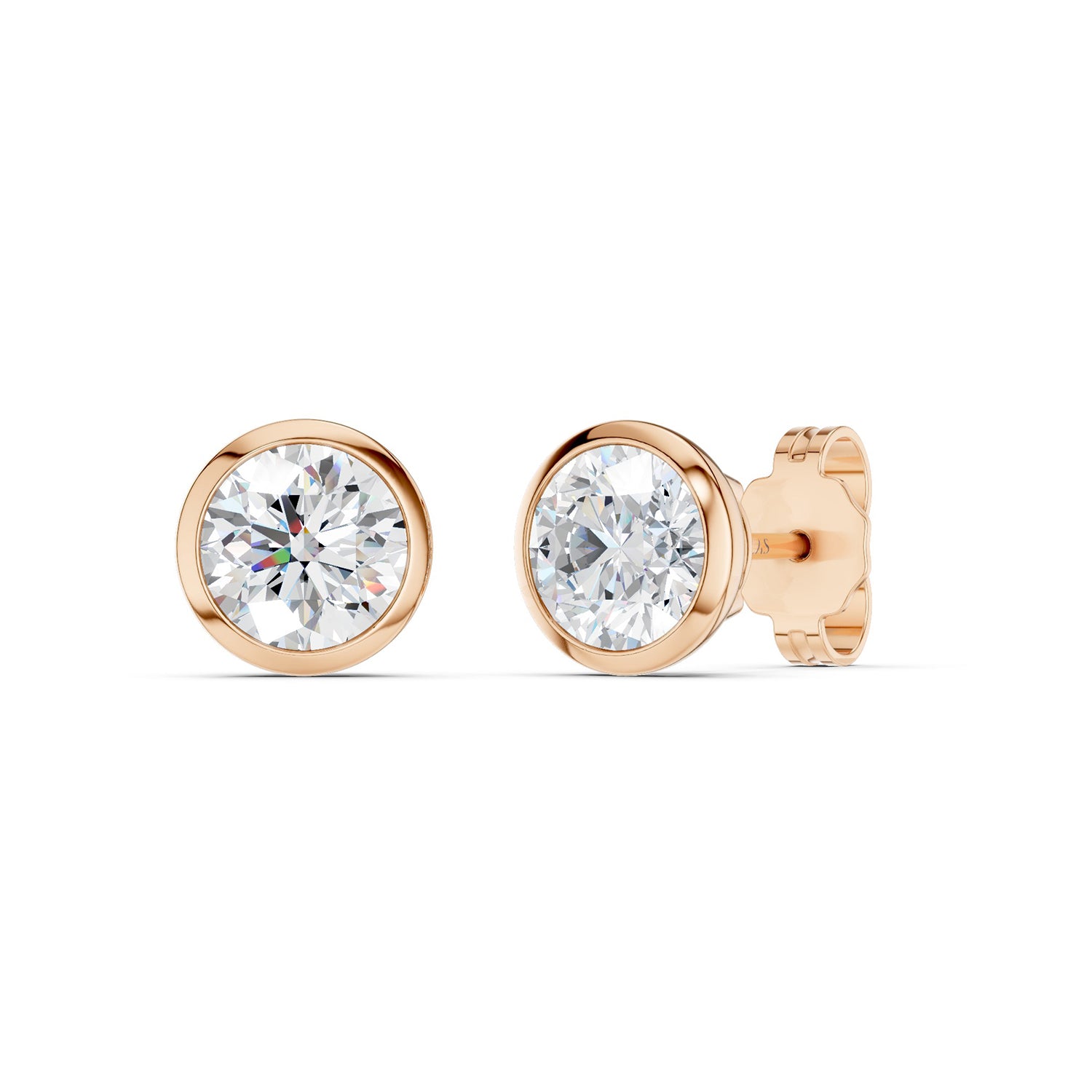 Round-Cut Solitaire Bezel-Set Studs