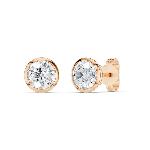 Round-Cut Solitaire Bezel-Set Studs