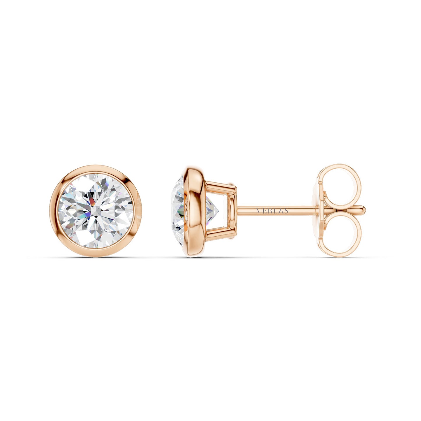 Round-Cut Solitaire Bezel-Set Studs