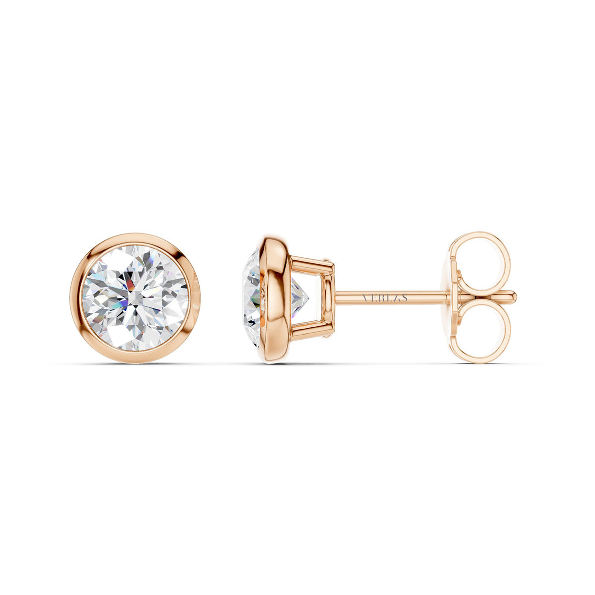 Round-Cut Solitaire Bezel-Set Studs