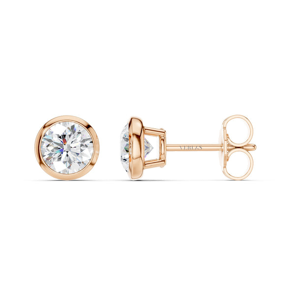 Round-Cut Solitaire Bezel-Set Studs