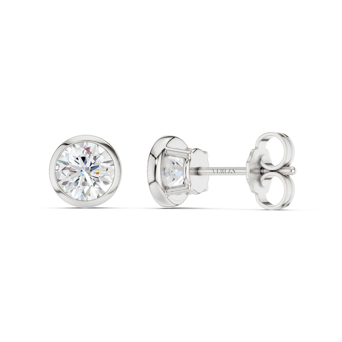 Round-Cut Solitaire Bezel-Set Studs