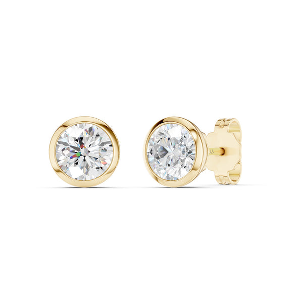 Round-Cut Solitaire Bezel-Set Studs