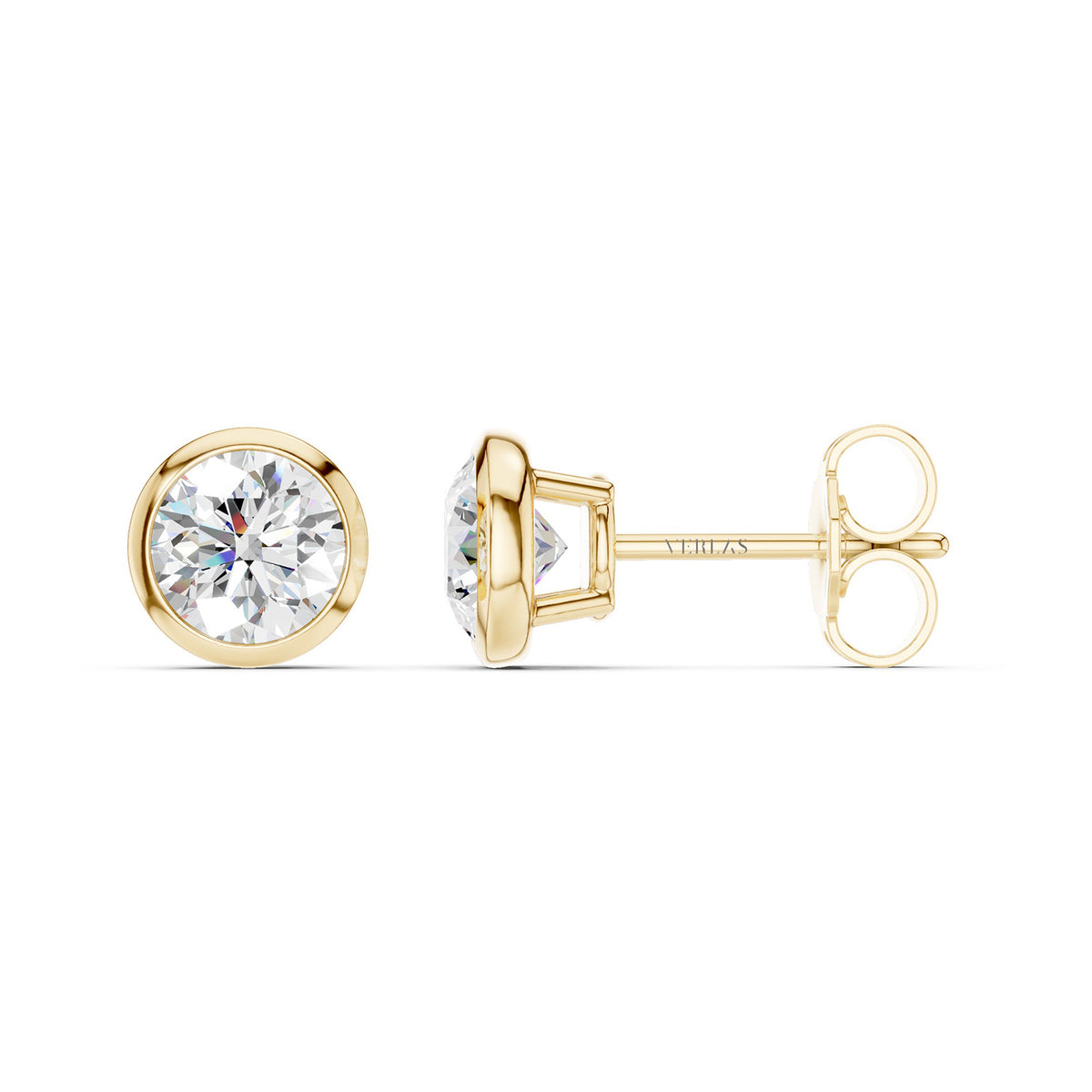 Round-Cut Solitaire Bezel-Set Studs
