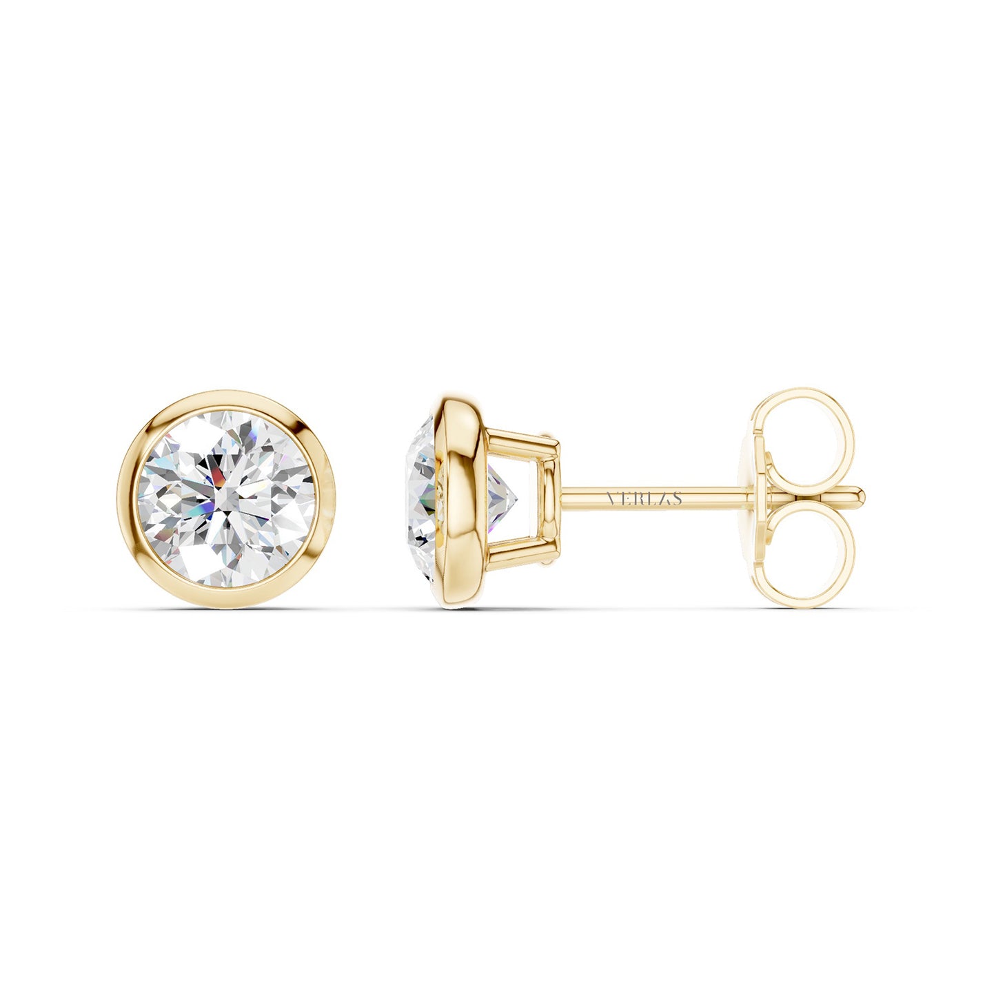 Round-Cut Solitaire Bezel-Set Studs