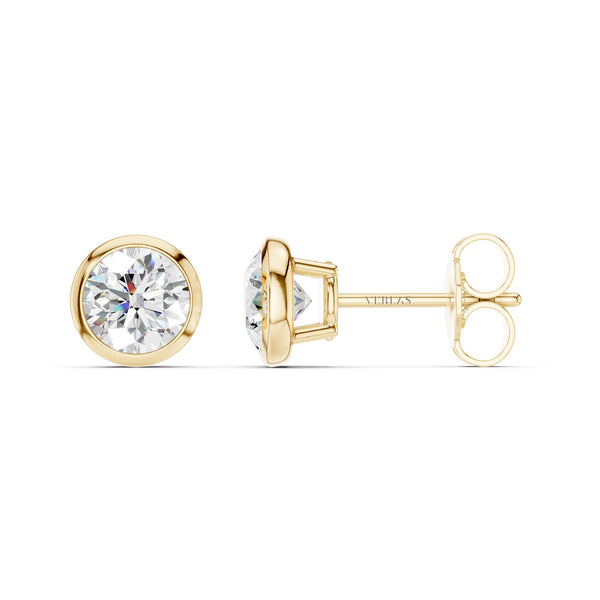 Round-Cut Solitaire Bezel-Set Studs