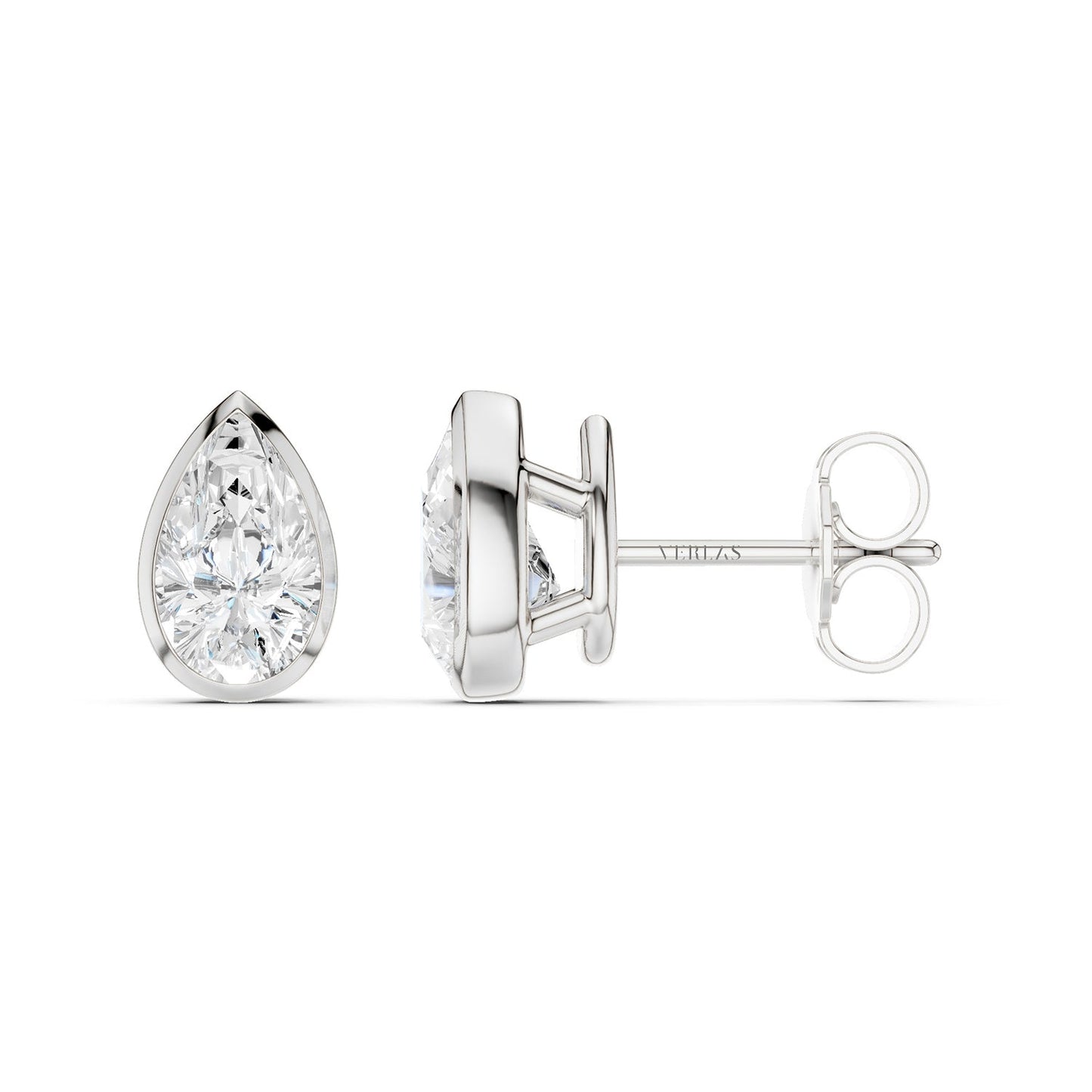 Pear-Cut Bezel-Set Studs