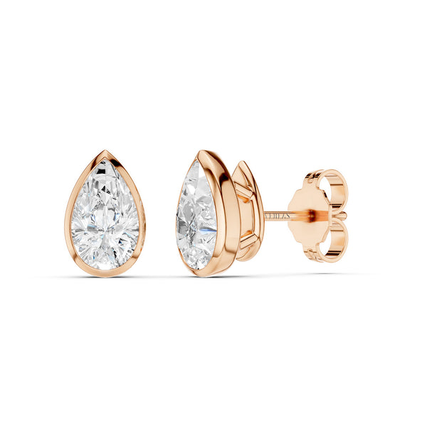 Pear-Cut Bezel-Set Studs
