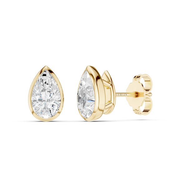 Pear-Cut Bezel-Set Studs