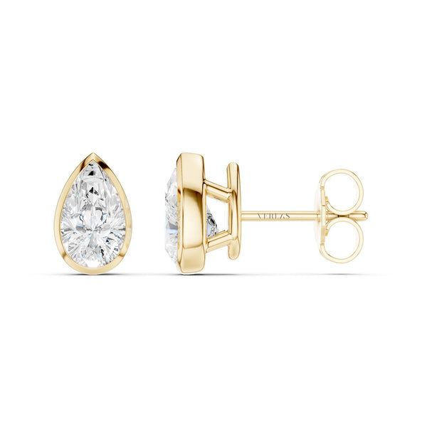 Pear-Cut Bezel-Set Studs