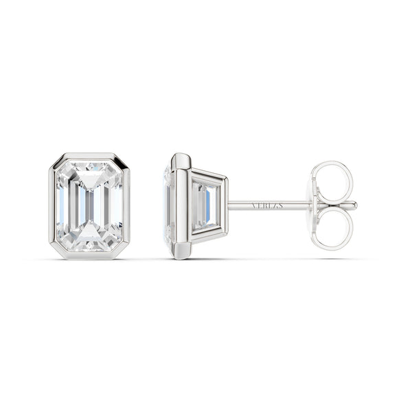 Emerald-Cut Bezel-Set Studs