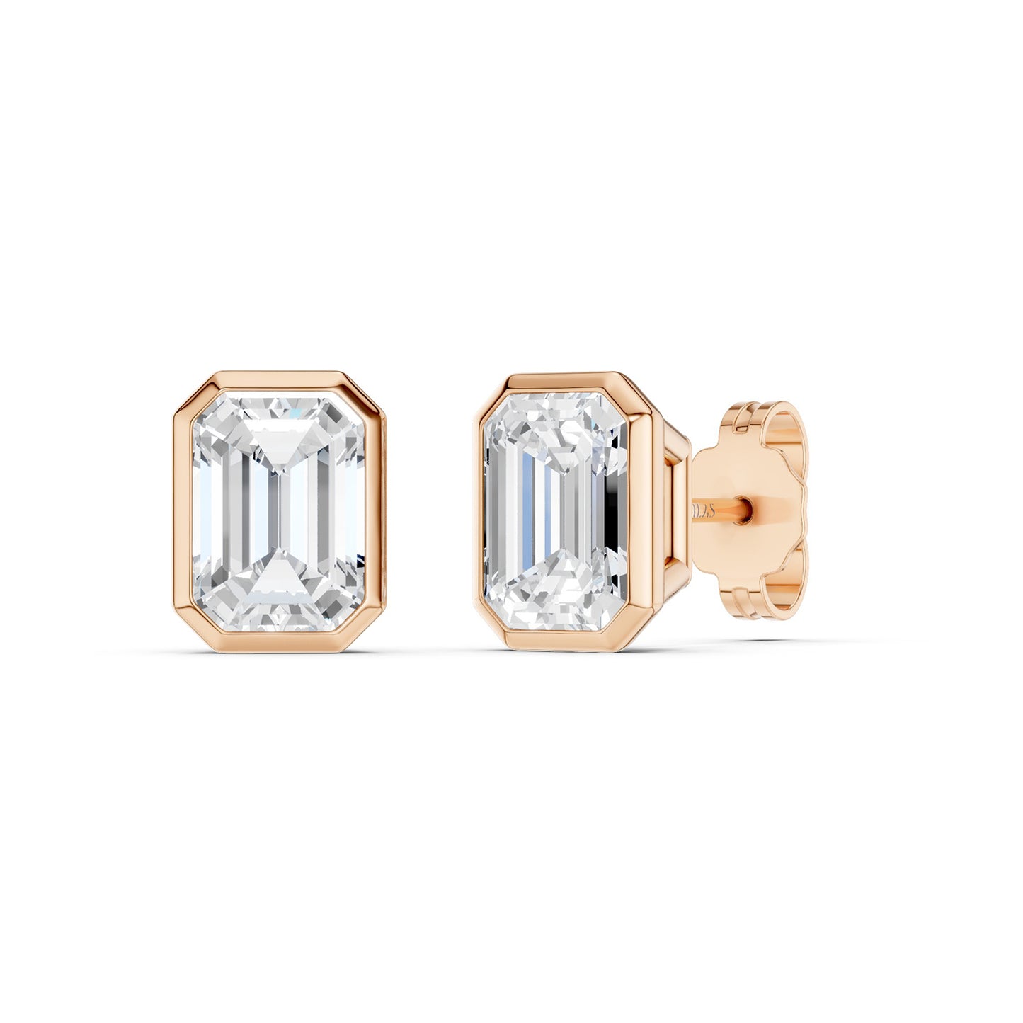 Emerald-Cut Bezel-Set Studs