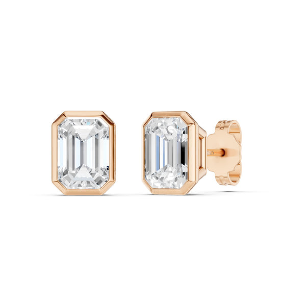 Emerald-Cut Bezel-Set Studs