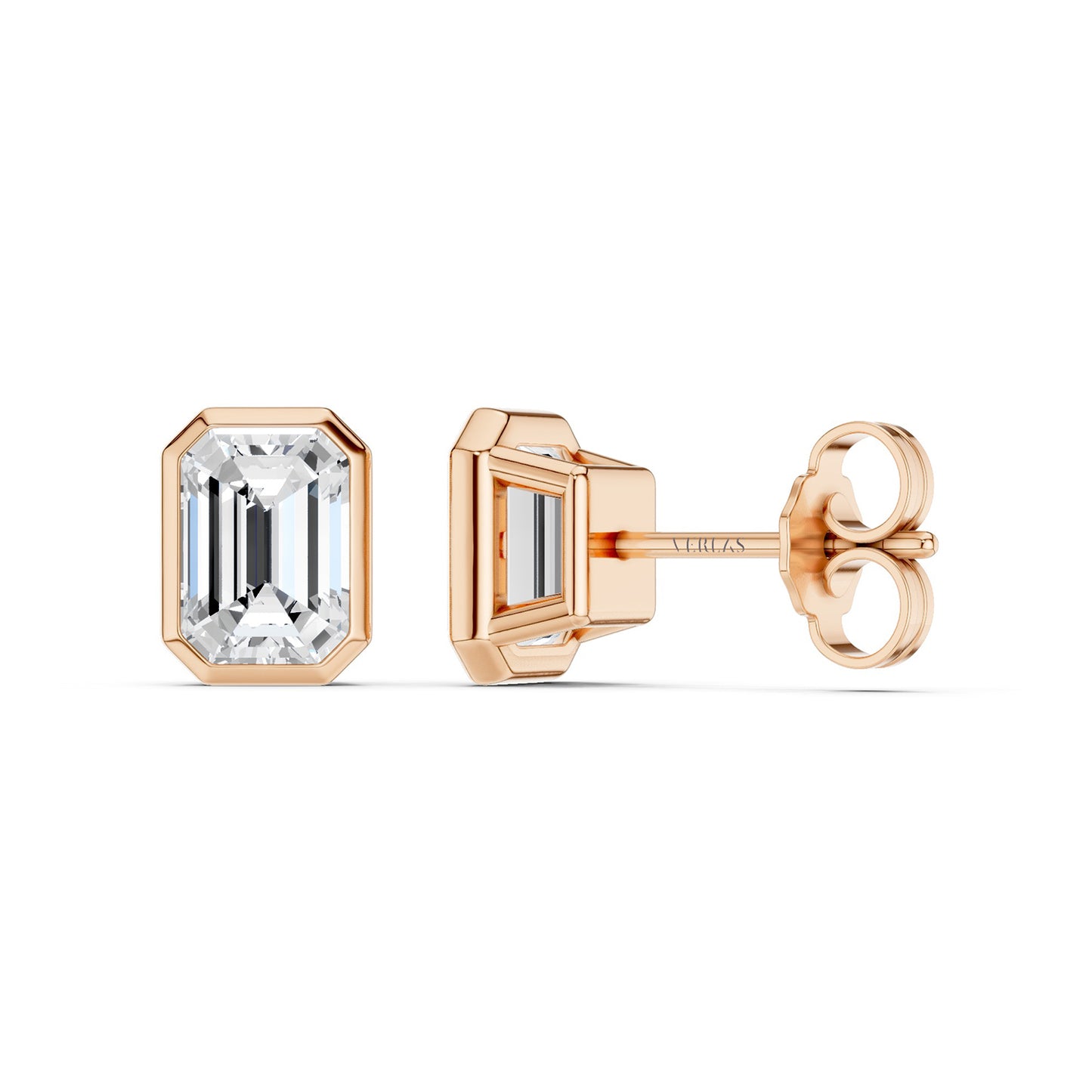 Emerald-Cut Bezel-Set Studs