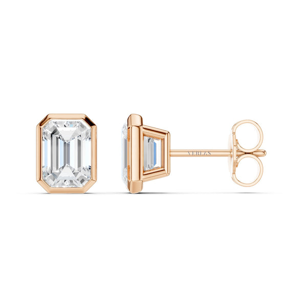 Emerald-Cut Bezel-Set Studs