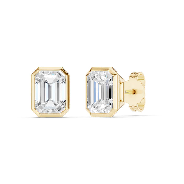 Emerald-Cut Bezel-Set Studs