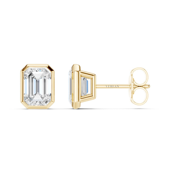 Emerald-Cut Bezel-Set Studs