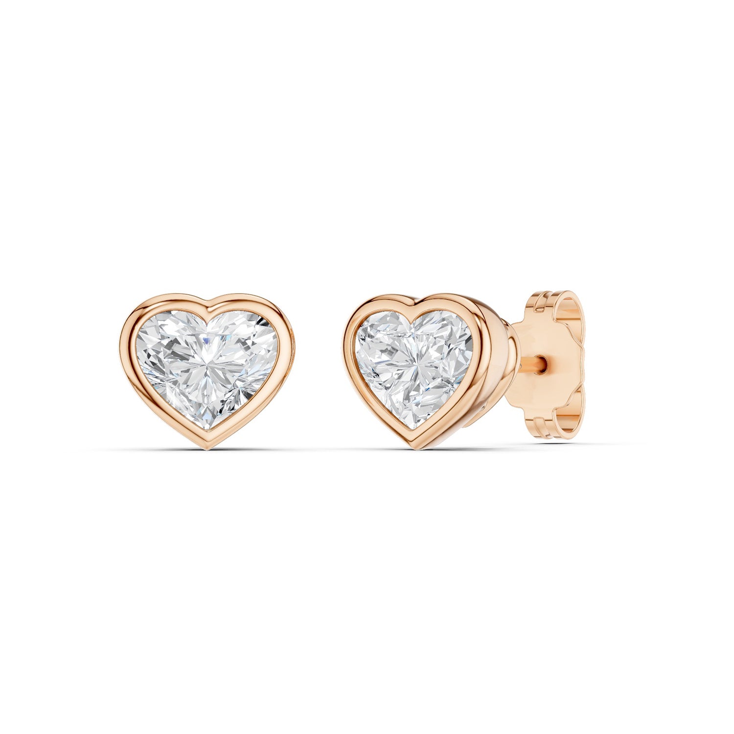 Heart-Cut Bezel-Set Studs Large