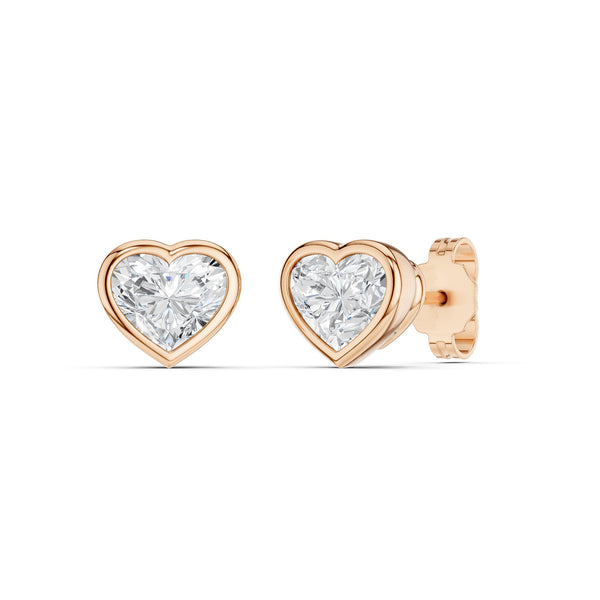 Heart-Cut Bezel-Set Studs Large