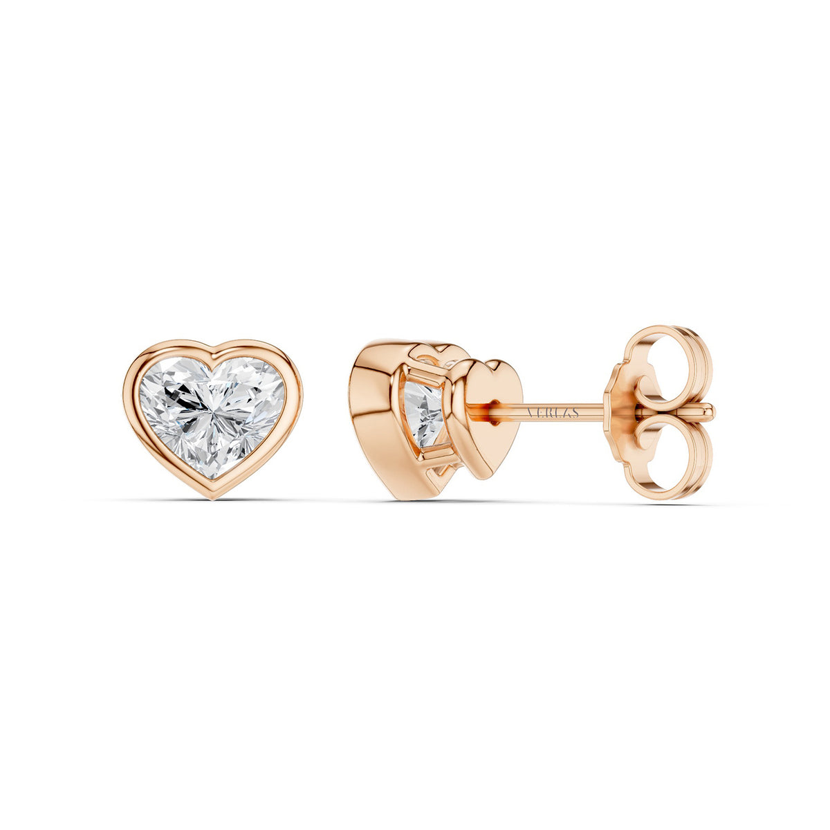 Heart-Cut Bezel-Set Studs Large
